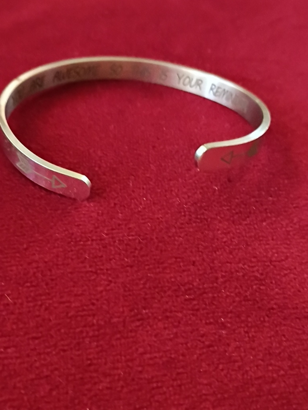Engraved Silver Cuff Bracelet - Minimal Arrow Detail